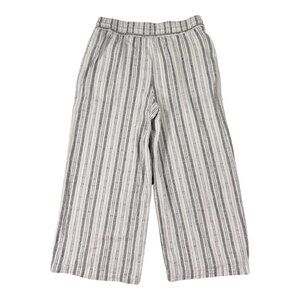 Time And Tru Size  L 12-14 Striped Wide-Leg Cropped Pants Lightweight Cotton Ble